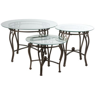 Occasional table set Detroit WR-C002C Brown and transparent